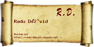 Radu Dávid névjegykártya